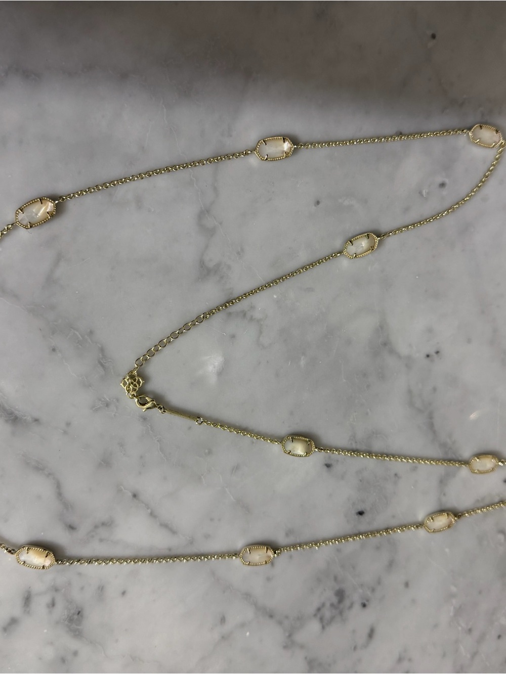 Kendra Scott Long Gold-tone Necklace with White Oval